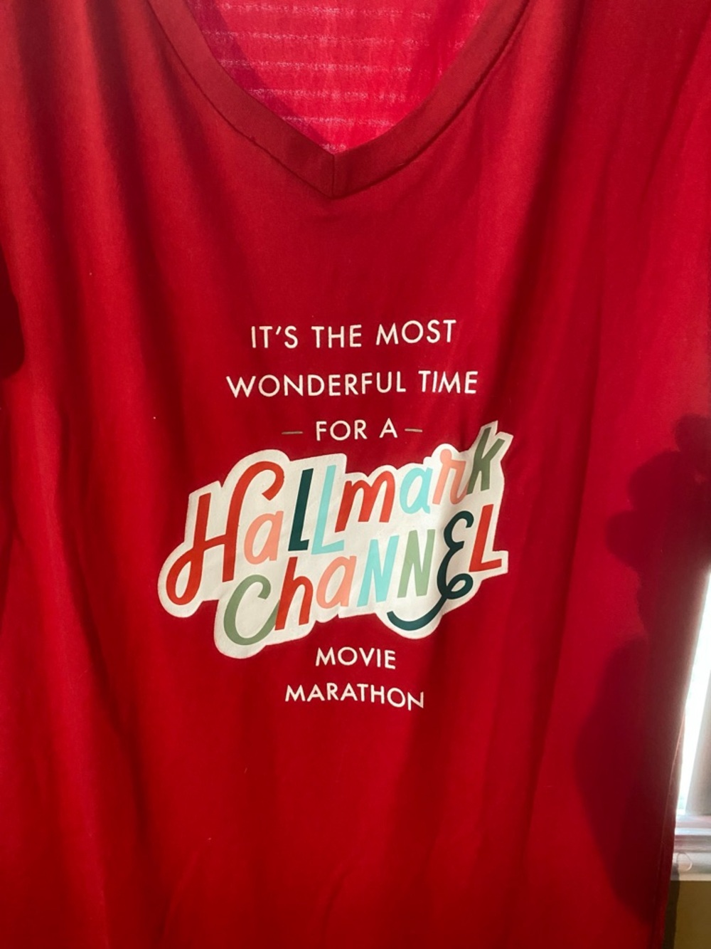 Hallmark Red Holiday Sleep Shirt with Multi-Color Channel Logo